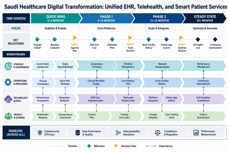Roadmap — Advancing Healthcare Technology and Digitalization in Saudi Arabia: Implementing E-Health Services and Smart Medical Solutions