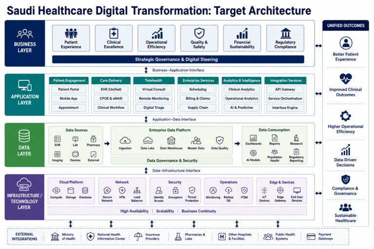 Architecture — Advancing Healthcare Technology and Digitalization in Saudi Arabia: Implementing E-Health Services and Smart Medical Solutions