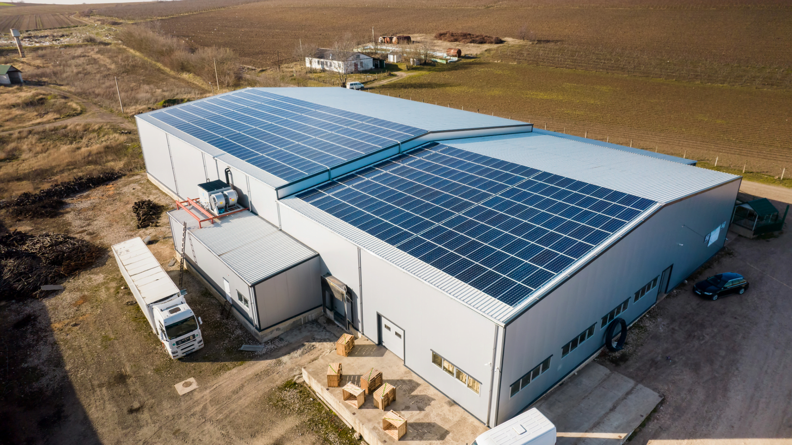 Solar Panels on a Warehouse